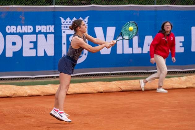 April 14, 2025, Madrid, Madrid, Spain: CELINE MOSTEANU playing match of the X ITF W100 Villa de Madrid, at the Club de Campo Villa de Madrid on April 14, 2025. Madrid Spain - ZUMAc312 20250414_zsp_c312_001 Copyright: xOscarxManuelxSanchezx