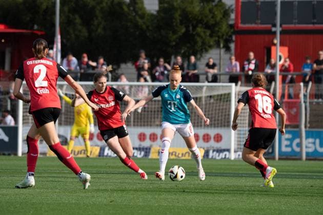 Leverkusen, Germany, April 14th 2025: Laura Vogt (8 FC Köln)in action during the Google Pixel Frauen-Bundesliga between Bayer Leverkusen and FC Köln at Ulrich-Haberland-Stadion in Leverkusen, Germany. (Qianru Zhang SPP) Copyright: xQianruxZhang SPPx spp-en-QiZh-DSC_0344