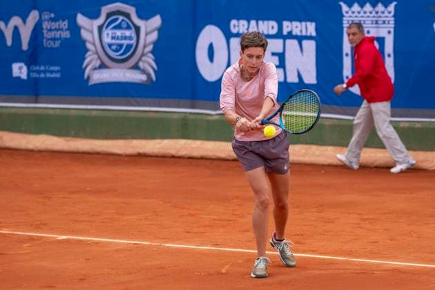April 14, 2025, Madrid, Madrid, Spain: GAIA SQUARCIALUPI playing match of the X ITF W100 Villa de Madrid, at the Club de Campo Villa de Madrid on April 14, 2025. Madrid Spain - ZUMAc312 20250414_zsp_c312_021 Copyright: xOscarxManuelxSanchezx
