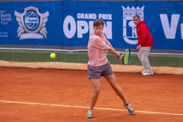 April 14, 2025, Madrid, Madrid, Spain: GAIA SQUARCIALUPI playing match of the X ITF W100 Villa de Madrid, at the Club de Campo Villa de Madrid on April 14, 2025. Madrid Spain - ZUMAc312 20250414_zsp_c312_022 Copyright: xOscarxManuelxSanchezx