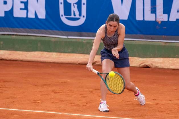 April 14, 2025, Madrid, Madrid, Spain: CELINE MOSTEANU playing match of the X ITF W100 Villa de Madrid, at the Club de Campo Villa de Madrid on April 14, 2025. Madrid Spain - ZUMAc312 20250414_zsp_c312_028 Copyright: xOscarxManuelxSanchezx