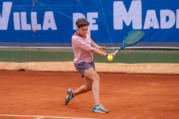 April 14, 2025, Madrid, Madrid, Spain: GAIA SQUARCIALUPI playing match of the X ITF W100 Villa de Madrid, at the Club de Campo Villa de Madrid on April 14, 2025. Madrid Spain - ZUMAc312 20250414_zsp_c312_017 Copyright: xOscarxManuelxSanchezx