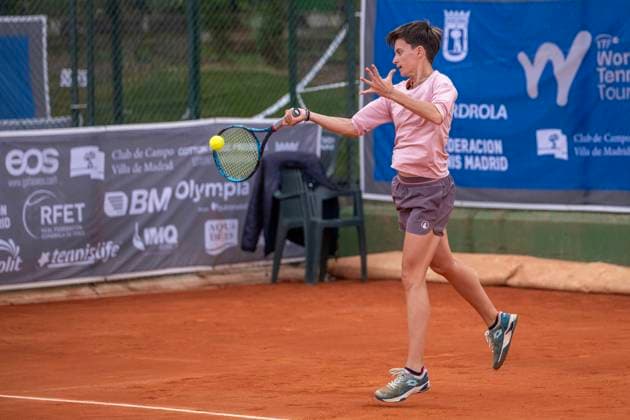 April 14, 2025, Madrid, Madrid, Spain: GAIA SQUARCIALUPI playing match of the X ITF W100 Villa de Madrid, at the Club de Campo Villa de Madrid on April 14, 2025. Madrid Spain - ZUMAc312 20250414_zsp_c312_026 Copyright: xOscarxManuelxSanchezx