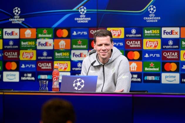 Fußball, Championsleague internationale Pressekonferenz, 20250414, BV Borussia Dortmund - FC Barcelona, Barca Im Bild Torwart Wojciech SZCZESNY (Barcelona, 25) lächelt zufrieden. Dortmund Signal Iduna Park Nordrhein-Westfalen Deutschland Copyright: Passion2Press MarkusxFischerx