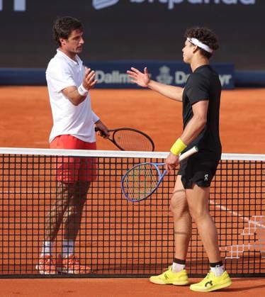 14.04.2025, BMW Open MTTC Iphitos ATP, Tennis Herren Tour 500, Muenchen, Tennis, im Bild: Borna Gojo (CRO) verliert vs Ben Shelton (USA)