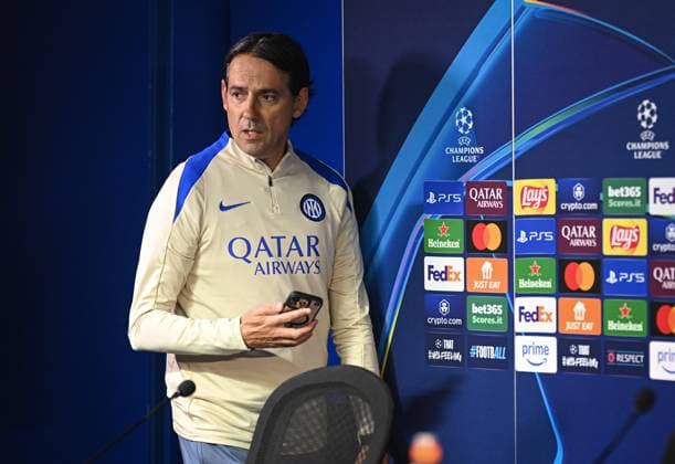 FUSSBALL CHAMPIONS LEAGUE SAISON 2024 2025 Viertelfinal Rueckspiel Inter Mailand - FC Bayern Muenchen 15.04.2025 Pressekonferenz Inter Mailand: Trainer Simone Inzaghi