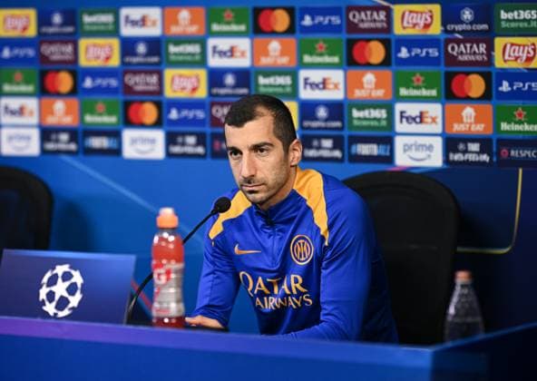 FUSSBALL CHAMPIONS LEAGUE SAISON 2024 2025 Viertelfinal Rueckspiel Inter Mailand - FC Bayern Muenchen 15.04.2025 Pressekonferenz Inter Mailand: Henrikh Mkhitaryan