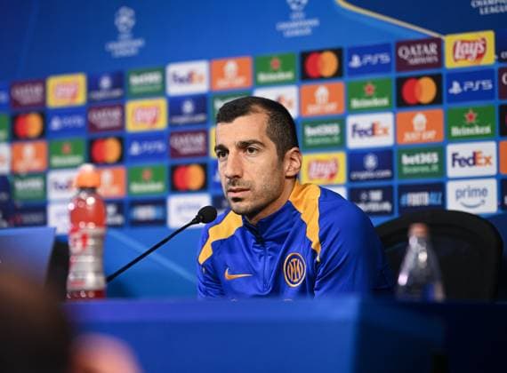 FUSSBALL CHAMPIONS LEAGUE SAISON 2024 2025 Viertelfinal Rueckspiel Inter Mailand - FC Bayern Muenchen 15.04.2025 Pressekonferenz Inter Mailand: Henrikh Mkhitaryan