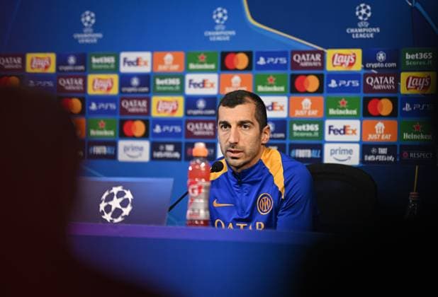 FUSSBALL CHAMPIONS LEAGUE SAISON 2024 2025 Viertelfinal Rueckspiel Inter Mailand - FC Bayern Muenchen 15.04.2025 Pressekonferenz Inter Mailand: Henrikh Mkhitaryan