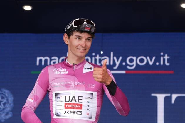 Covi Alessandro Of Uae Team Emirates Xrg winner of the stage 1 during the Giro d™Abruzzo, stage 1 from Scerni to Crecchio (151 km) - Abruzzo, Italy - Tuesday, April 15, 2025. - cycling .  Copyright: xMassimoxPaolone LaPressex