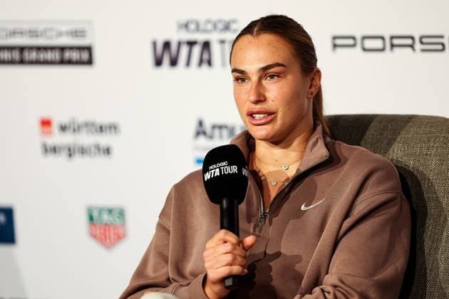 Aryna Sabalenka im Interview GER, Porsche Tennis Grand Prix GP Stuttgart 2025, WTA500, 15.04.2025 GER, Porsche Tennis Grand Prix GP Stuttgart 2025, WTA500, 15.04.2025 Stuttgart Copyright: xEibner-Pressefoto RogerxBuerkex EP