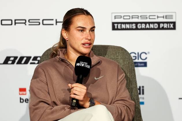 Aryna Sabalenka im Interview GER, Porsche Tennis Grand Prix GP Stuttgart 2025, WTA500, 15.04.2025 GER, Porsche Tennis Grand Prix GP Stuttgart 2025, WTA500, 15.04.2025 Stuttgart Copyright: xEibner-Pressefoto RogerxBuerkex EP