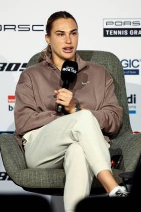 Aryna Sabalenka im Interview GER, Porsche Tennis Grand Prix GP Stuttgart 2025, WTA500, 15.04.2025 GER, Porsche Tennis Grand Prix GP Stuttgart 2025, WTA500, 15.04.2025 Stuttgart Copyright: xEibner-Pressefoto RogerxBuerkex EP