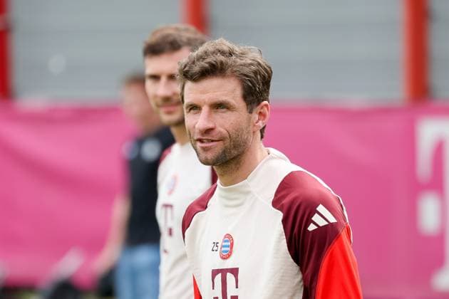 Thomas Mueller (FC Bayern Muenchen, 25), GER, Abschlusstraining, FC Bayern Muenchen, Fussball, UEFA Champions League, Viertelfinale Rueckspiel, Saison 2024 2025, 15.04.2025, GER, Abschlusstraining, FC Bayern Muenchen, Fussball, UEFA Champions League, Viertelfinale Rueckspiel, Saison 2024 2025, 15.04.2025 Muenchen Copyright: xEibner-Pressefoto JennixMaulx EP_JML