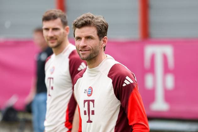 Thomas Mueller (FC Bayern Muenchen, 25), GER, Abschlusstraining, FC Bayern Muenchen, Fussball, UEFA Champions League, Viertelfinale Rueckspiel, Saison 2024 2025, 15.04.2025, GER, Abschlusstraining, FC Bayern Muenchen, Fussball, UEFA Champions League, Viertelfinale Rueckspiel, Saison 2024 2025, 15.04.2025 Muenchen Copyright: xEibner-Pressefoto JennixMaulx EP_JML