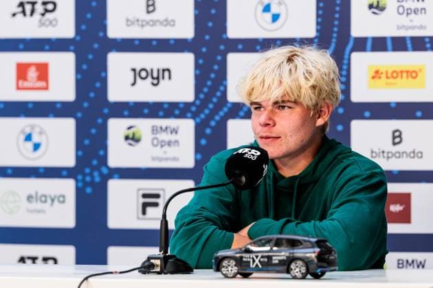 BMW Open München ATP, Tennis Herren 500; 15.04.2025 Diego Dedura-Palomero (Deutschland) während der Pressekonferenz BMW Open by Bitpanda München ATP 500: Tag 4, München, MTTC Iphitos am 15.04.2025 Copyright: xBEAUTIFULxSPORTS Wunderlx