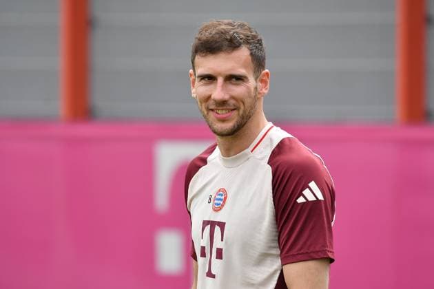 15.04.2025, FC Bayern Training Center, München, Letzte Trainingseinheit für den FC Bayern München bevor es nach Mailand geht. , im Bild Leon Goretzka (München) (Photo by Midori Ikenouchi Hasan Bratic DeFodi Images)