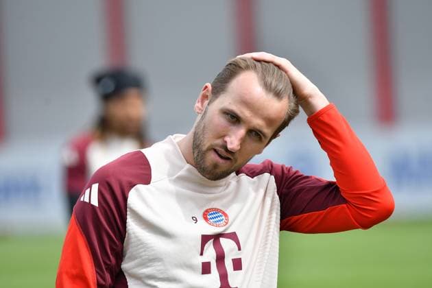 15.04.2025, FC Bayern Training Center, München, Letzte Trainingseinheit für den FC Bayern München bevor es nach Mailand geht. , im Bild Harry Kane (München) (Photo by Midori Ikenouchi Hasan Bratic DeFodi Images)