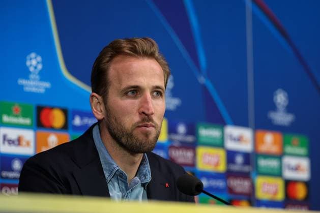 Harry Kane 9 (FC Bayern Muenchen) auf der Pressekonferenz, Pressekonferenz, Inter Mailand vs. FC Bayern Muenchen, Fussball, Champions League, Viertelfinale, Rueckspiel, 15.04.2025 Mailand Lombardei Italien