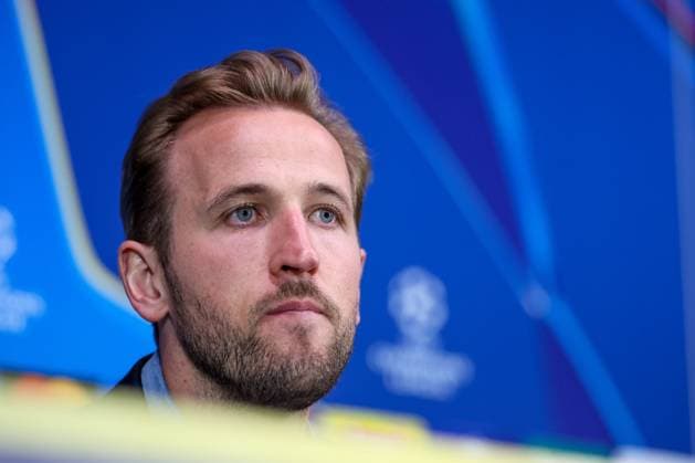 Harry Kane 9 (FC Bayern Muenchen) auf der Pressekonferenz, Pressekonferenz, Inter Mailand vs. FC Bayern Muenchen, Fussball, Champions League, Viertelfinale, Rueckspiel, 15.04.2025 Mailand Lombardei Italien