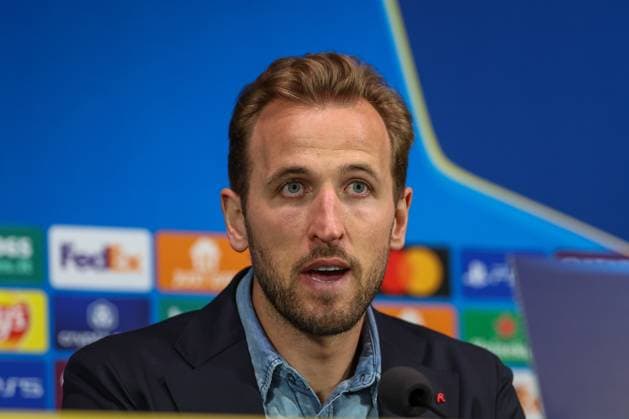 Harry Kane 9 (FC Bayern Muenchen) auf der Pressekonferenz, Pressekonferenz, Inter Mailand vs. FC Bayern Muenchen, Fussball, Champions League, Viertelfinale, Rueckspiel, 15.04.2025 Mailand Lombardei Italien