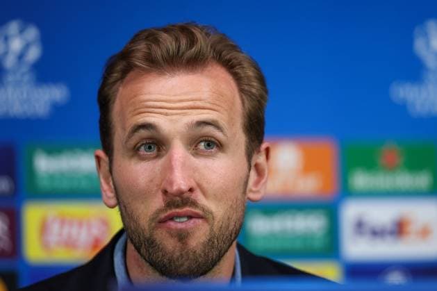 Harry Kane 9 (FC Bayern Muenchen) auf der Pressekonferenz, Pressekonferenz, Inter Mailand vs. FC Bayern Muenchen, Fussball, Champions League, Viertelfinale, Rueckspiel, 15.04.2025 Mailand Lombardei Italien