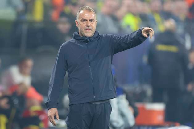Trainer Hansi Flick FC Barcelona, Barca gestikuliert, UEFA Champions League 2024 25 Quarter Final Second Leg, Borussia Dortmund and FC Barcelona, Signal Iduan Park am 15. April 2025 in Dortmund, Deutschland. (Foto von Marco Steinbrenner DeFodi Images) Trainer Hansi Flick (FC Barcelona) gestures, UEFA Champions League 2024 25 Quarter Final Second Leg, Borussia Dortmund and FC Barcelona, BVB Stadion Dortmund, April 15, 2025 in Dortmund, Germany. (Photo by Marco Steinbrenner DeFodi Images)