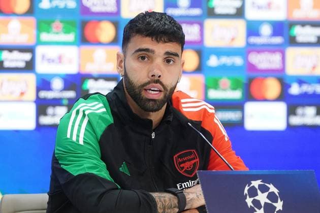 REAL MADRID CF v ARSENAL CF. CHAMPIONS LEAGUE 2024 2025. ROUND OF 8. 2ND LEG. A™rsenal FC™s David Raya during the press conference, PK, Pressekonferenz prior to the second leg of the Champions League Round of 8 against Real Madrid CF. April 15, 2025. (ALTERPHOTOS Acero) MadridSpain  Copyright: xAcerox