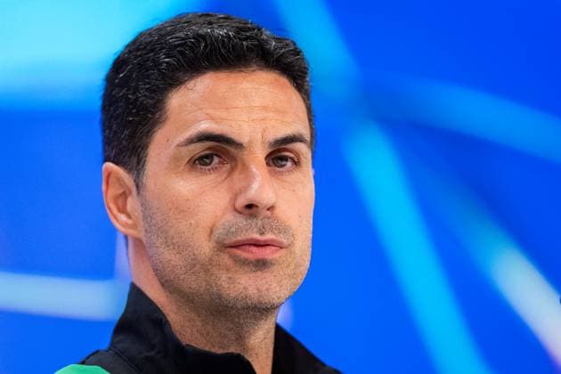 Arsenal FC press conference, PK, Pressekonferenz - UEFA Champions League 2024 25 Quarter Final Second Leg Mikel Arteta, head coach of Arsenal FC, speaks during the press conference ahead of their UEFA Champions League 2024 25 quarter final second leg match at Estadio Santiago Bernabeu on April 15, 2025 in Madrid, Spain. Madrid Estadio Santiago Bernabeu Madrid Spain Copyright: xAlbertoxGardinx AGardin_20250415_Football_Champions_Arsenal_PC_0460
