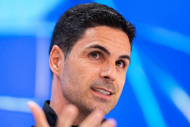 Arsenal FC press conference, PK, Pressekonferenz - UEFA Champions League 2024 25 Quarter Final Second Leg Mikel Arteta, head coach of Arsenal FC, speaks during the press conference ahead of their UEFA Champions League 2024 25 quarter final second leg match at Estadio Santiago Bernabeu on April 15, 2025 in Madrid, Spain. Madrid Estadio Santiago Bernabeu Madrid Spain Copyright: xAlbertoxGardinx AGardin_20250415_Football_Champions_Arsenal_PC_0465