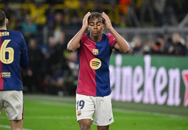 Lamine Yamal FC Barcelona, Barca 15.04.2025, Fussball UEFA Champions League 2024 25, Viertelfinale, Rückspiel, Borussia Dortmund - FC Barcelona Dortmund Signal Iduna Park Nordrhein Westfalen Deutschland