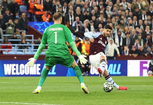 Marco Asensio of Aston Villa shot is saved by Goalkeeper Gianluigi Donnarumma of Paris Saint-Germain Aston Villa v Paris Saint-Germain, UEFA Champions League, Quarter-Finals, 2nd Leg, Football, Villa Park, Birmingham, UK - 15 Apr 2025 EDITORIAL USE ONLY No use with unauthorised audio, video, data, fixture lists, club league logos or live services. Online in-match use limited to 120 images, no video emulation. No use in betting, games or single club league player publications. Copyright: xRyanxBrowne Shutterstockx 15253922dk