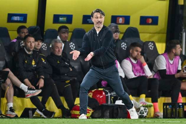 Niko Kovac (Dortmund Coach) Gestik Geste gestikuliert 15.04.2025 Fussball, Champions League, Borussia Dortmund vs FC Barcelona, Barca Signal Iduna Park, Dortmund,