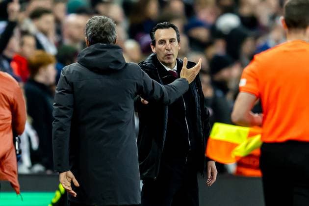 Aston Villa v Paris Saint-Germain Champions League 15 04 2025. Quarter Final leg 2 of 2 Aston Villa manager Unai Emery and Paris Saint-Germain Manager Luis Enrique shake hands after the Champions League quarter final second leg match between Aston Villa and Paris Saint-Germain at Villa Park, Birmingham, England on 15 April 2025. Birmingham Villa Park West Midlands England Editorial use only , Copyright: xManjitxNarotrax PSI-21853-0059