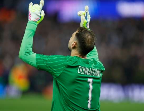 Aston Villa FC v Paris Saint-Germain - UEFA Champions League 2024 25 Quarter Final Second Leg Gianluigi Donnarumma, goalkeeper of Paris Saint-Germain celebrates after winning the UEFA Champions League 2024 25 Quarter Final Second Leg match between Aston Villa FC and Paris Saint-Germain at Villa Park on April 15, 2025 in Birmingham, England. Birmingham Villa Park England United Kingdom Copyright: xNigelxFrench Sportsphoto APLx 14125596