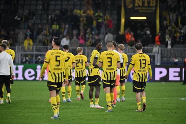 Dortmunds Spieler nach dem Spiel, mitte Serhou Guirassy (Borussia Dortmund) 15.04.2025, Fussball UEFA Champions League 2024 25, Viertelfinale, Rückspiel, Borussia Dortmund - FC Barcelona, Barca Dortmund Signal Iduna Park Nordrhein Westfalen Deutschland