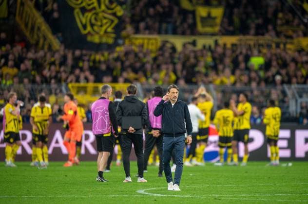 Fußball, Herren, Saison 2024 2025, Champions League (Viertelfinale, Rückspiel), Borussia Dortmund - FC Barcelona, Barca Trainer Niko Kovac (Borussia Dortmund), Enttäuschung nach Abpfiff, 15.04. 2025, Copyright: xSebastianxRäppold MatthiasxKochx