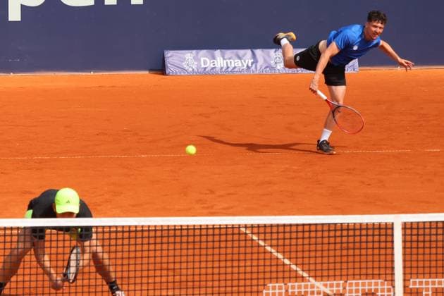 Justin Engel und Max Hans Rehberg (blau) (GER), Doppel, gegen Granollers (ESP) und Zeballos (ARG) Tennis BMW Open by Bitpanda ATP, Tennis Herren 500 München 16.04.2025 FOTO: Mladen Lackovic LakoPress