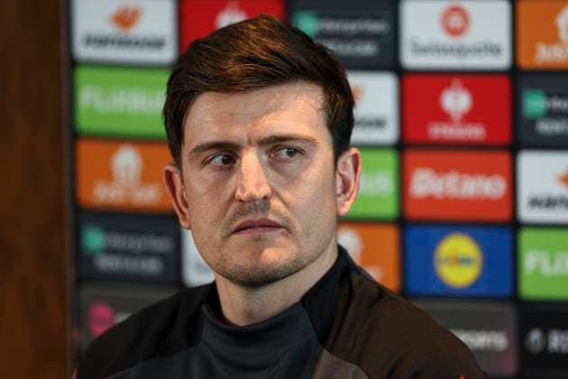 Manchester United, ManU FC press conference, PK, Pressekonferenz Harry Maguire of Manchester United during the Manchester United FC Press Conference ahead of the Europa League Quarter-Final 2nd leg, at Carrington Training Centre, Manchester, England, United Kingdom on 16 April 2025 Credit: Jake Kirkman Every Second Media Editorial use only. All images are copyright Every Second Media Limited. No images may be reproduced without prior permission. Copyright: xIMAGO EveryxSecondxMediax ESM-1422-0043 JakexKirkmanx xEveryxSecondxMediax