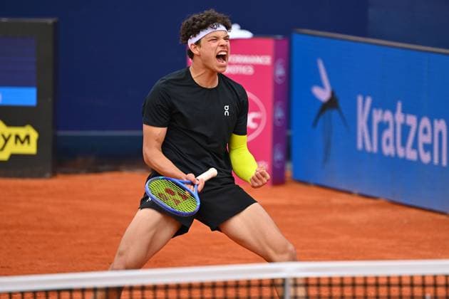 Ben SHELTON (USA). Jubel,Freude,Begeisterung, Aktion,Einzelbild,angeschnittenes Einzelmotiv,Halbfigur,halbe Figur. Tennis BMW Open 2025 vom 12.04.-20.04. 2025