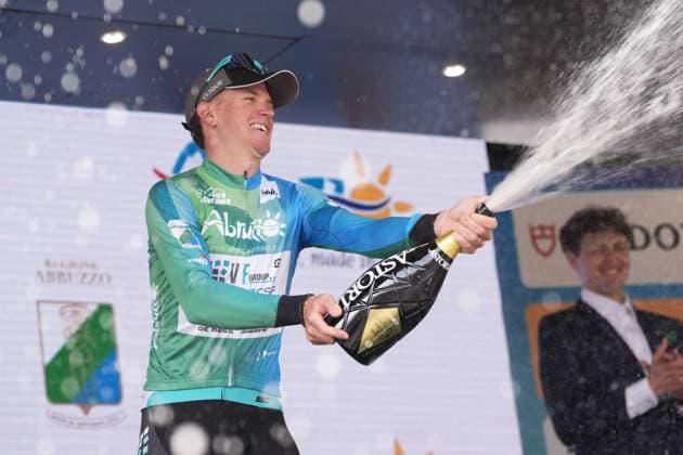 Fiorelli Filippo Of Vf Group Bardianicsf-Faizane on the podium during the Giro d™Abruzzo, stage from Tocco da Casauria to Penne (138 km) - Abruzzo, Italy- Wednesday, April 16, 2025. - cycling .  Copyright: xMassimoxPaolone LaPressex