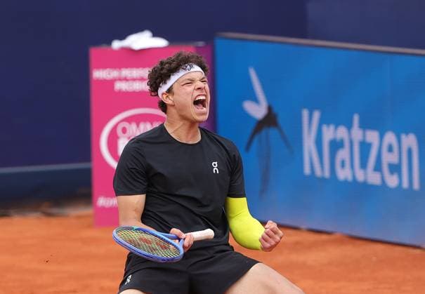 16.04.2025, BMW Open MTTC Iphitos ATP, Tennis Herren Tour 500, Muenchen, Tennis, im Bild: Ben Shelton (USA) jubelt