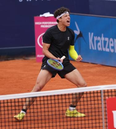 16.04.2025, BMW Open MTTC Iphitos ATP, Tennis Herren Tour 500, Muenchen, Tennis, im Bild: Ben Shelton (USA) jubelt