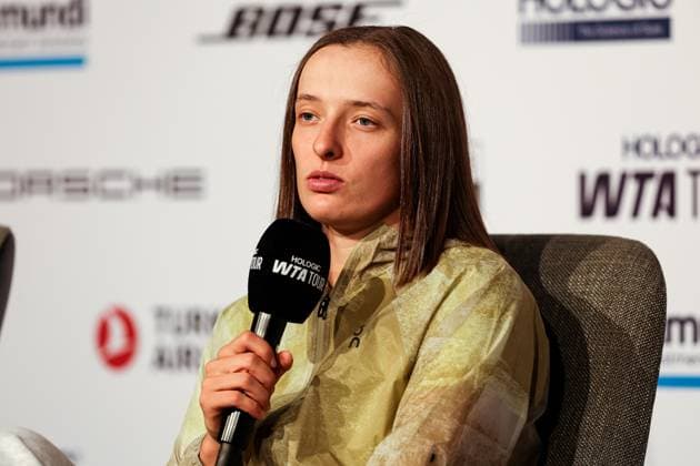 Iga Swiatek im Interview GER, Porsche Tennis Grand Prix GP Stuttgart 2025, WTA500, 16.04.2025 GER, Porsche Tennis Grand Prix GP Stuttgart 2025, WTA500, 16.04.2025 Stuttgart Copyright: xEibner-Pressefoto RogerxBuerkex EP