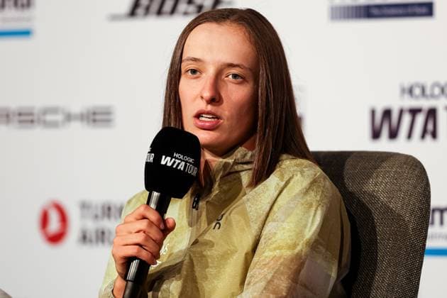 Iga Swiatek im Interview GER, Porsche Tennis Grand Prix GP Stuttgart 2025, WTA500, 16.04.2025 GER, Porsche Tennis Grand Prix GP Stuttgart 2025, WTA500, 16.04.2025 Stuttgart Copyright: xEibner-Pressefoto RogerxBuerkex EP