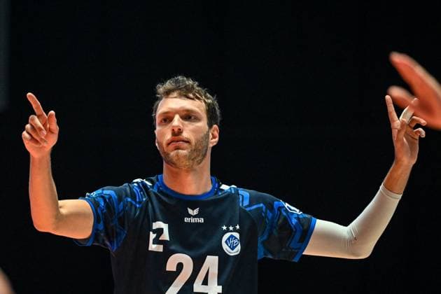 GER, VBL, VfB Friedrichshafen vs SVG Lüneburg 16.04.2025, Spacetech Arena, Friedrichshafen, GER, VBL, VfB Friedrichshafen vs SVG Lüneburg, im Bild Wessel Keemink (Friedrichshafen, 24)