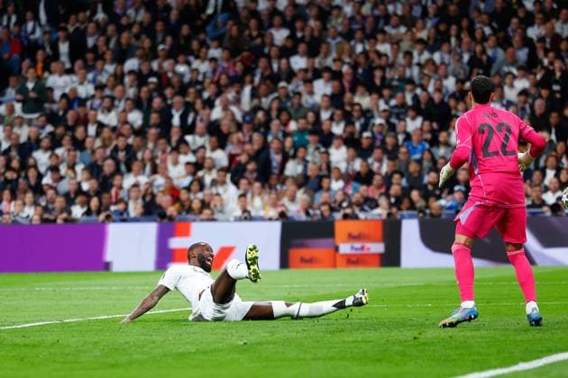 April 16, 2025, Madrid, Madrid, SPAIN: Antonio Rudiger of Real Madrid in action during the UEFA Champions League 2024 25 Quarter Final Second Leg match between Real Madrid C.F. and Arsenal FC at Santiago Bernabeu stadium on April 16, 2025, in Madrid, Spain. Madrid SPAIN - ZUMAa181 20250416_zaa_a181_105 Copyright: xDennisxAgyemanx