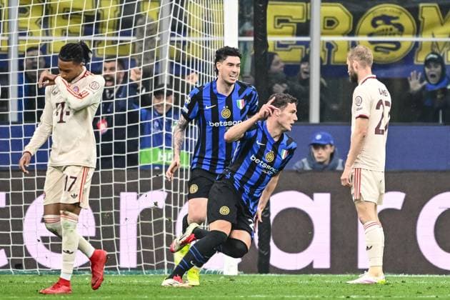 Benjamin Pavard (FC Internazionale Milano) celebrates after scoring his team s second goal during the UEFA Champions League 2024 25 Quarter Final Second Leg match between FC Internazionale Milano and FC Bayern München at San Siro on April 16, 2025 in Milan, Italy. (Photo by Harry Langer DeFodi Images)