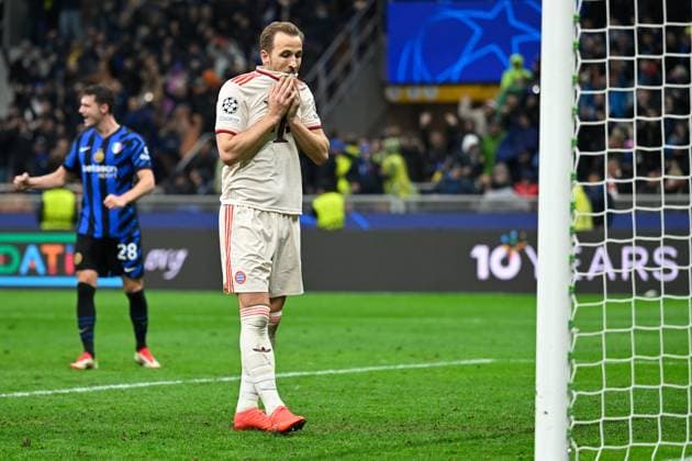Mailand, Stadio Giuseppe Meazza, 16.04.25, ITA, Herren, UEFA Champions League, Saison 2024-2025, Viertelfinale, Inter Mailand - FC Bayern Muenchen Bild: Harry KANE (Muenchen) UEFA regulations prohibit any use of photographs as image sequences and or quasi-video. Lombardei Italien