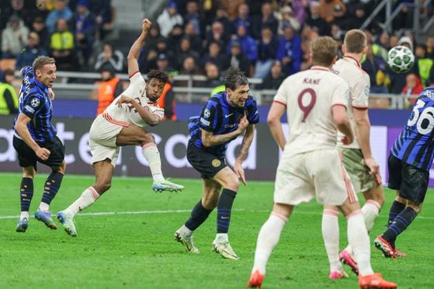 Kingsley Coman (FC Bayern Muenchen) mit der letzten Torchance, Inter Mailand vs. FC Bayern Muenchen, Fussball, Champions League, Viertelfinale, Rueckspiel, 16.04.2025